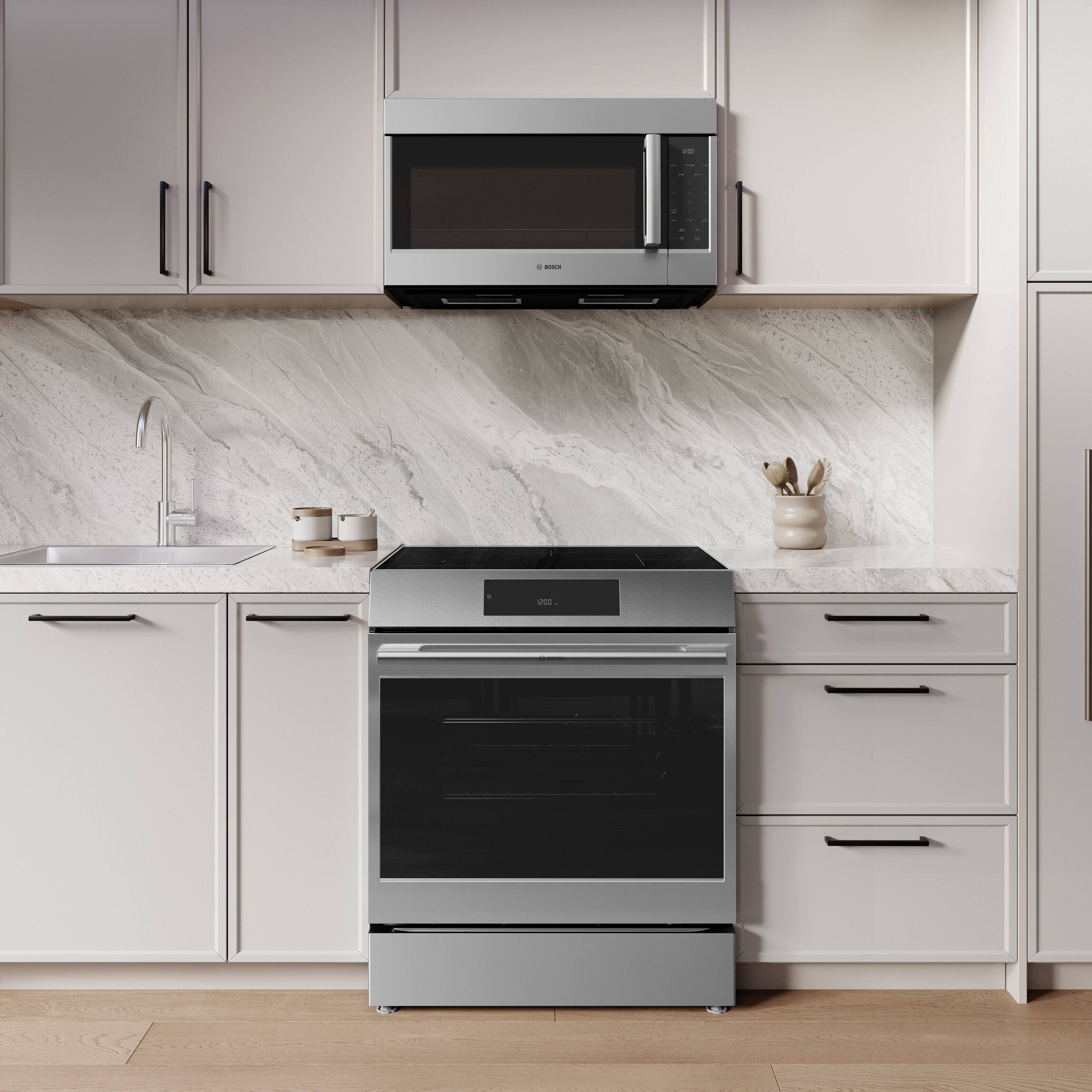 Alt View 6. Bosch - 500 Series 5.8 Cu. Ft. Slide-In Induction Convection Range - Stainless Steel.