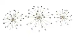 Things2Die4 - Jeweled Metal Sunburst Wall Mounted Hanging Sculpture Set of 3 - Gold