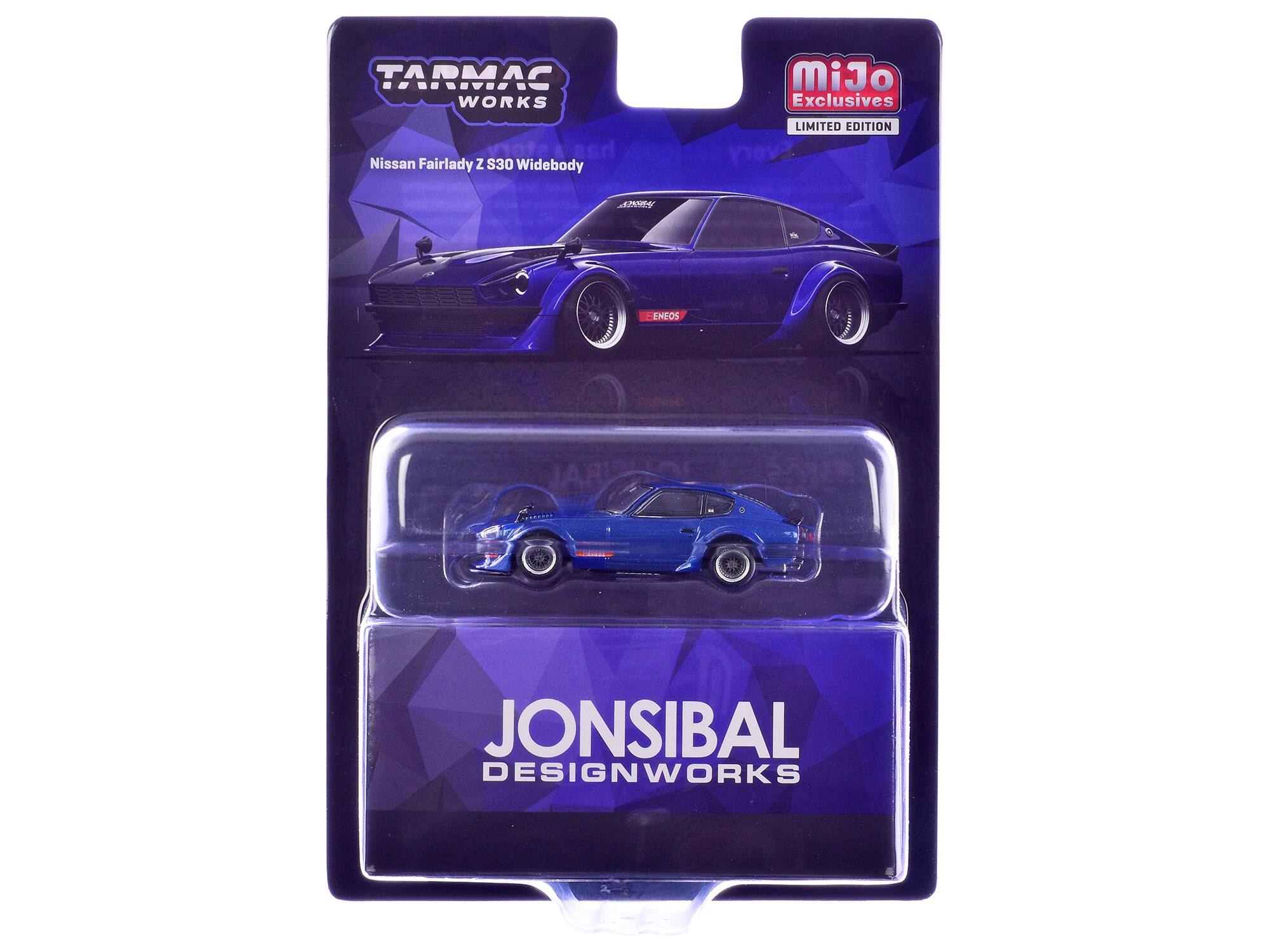 TARMAC WORKS  
MiJo Exclusives  
LIMITED EDITION  
Nissan Fairlady Z S30 Widebody  
ENEOS  
JONSIBAL DESIGNWORKS