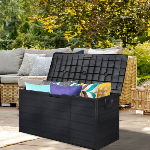 Alt View 4. Winado - 75 GAL UV Resistant Resin Deck In/Outdoor Storage Box for Patio Cushion Tools - Black.