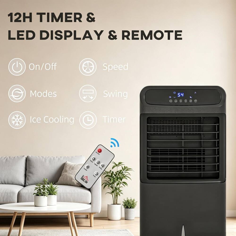 12H TIMER & LED DISPLAY & REMOTE

On/Off
Speed
Modes
Swing
Ice Cooling
Timer