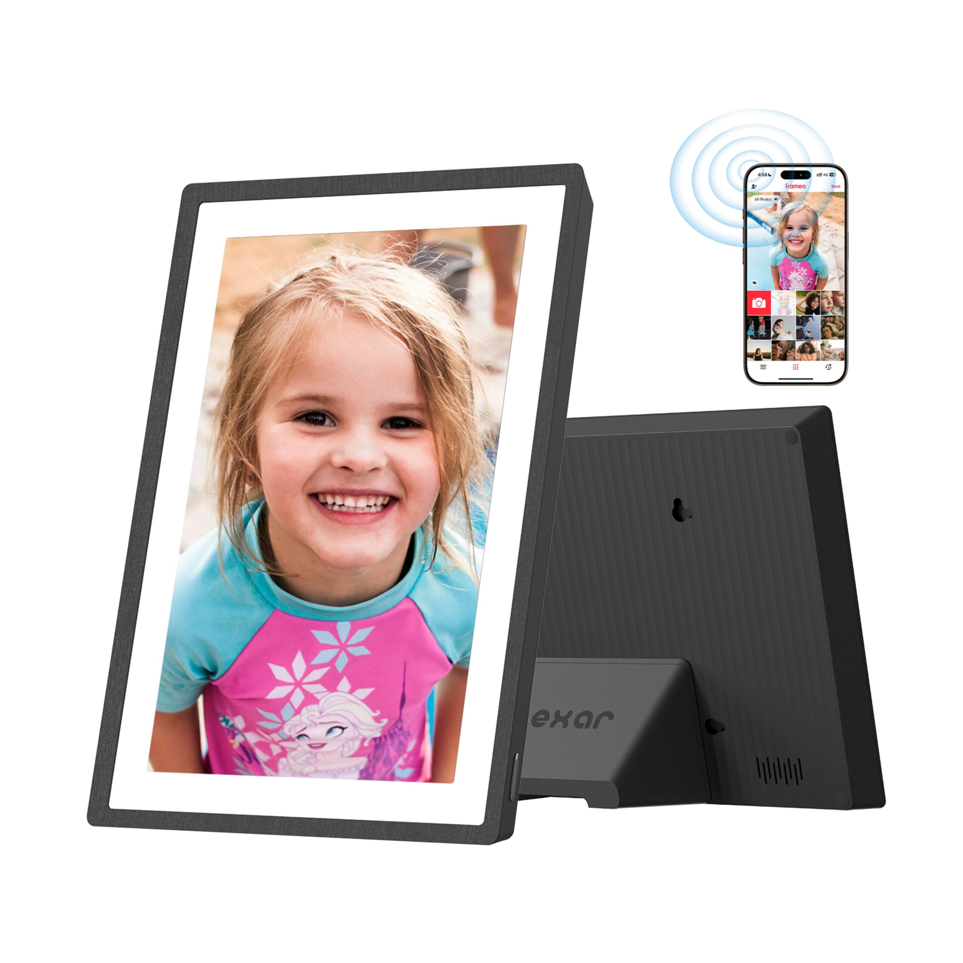 Angle. pexar - Lexar 10.1" WiFi Digital Photo Frame - HD Anti-Glare Touch Screen - 32GB Storage - Share Photos via App.