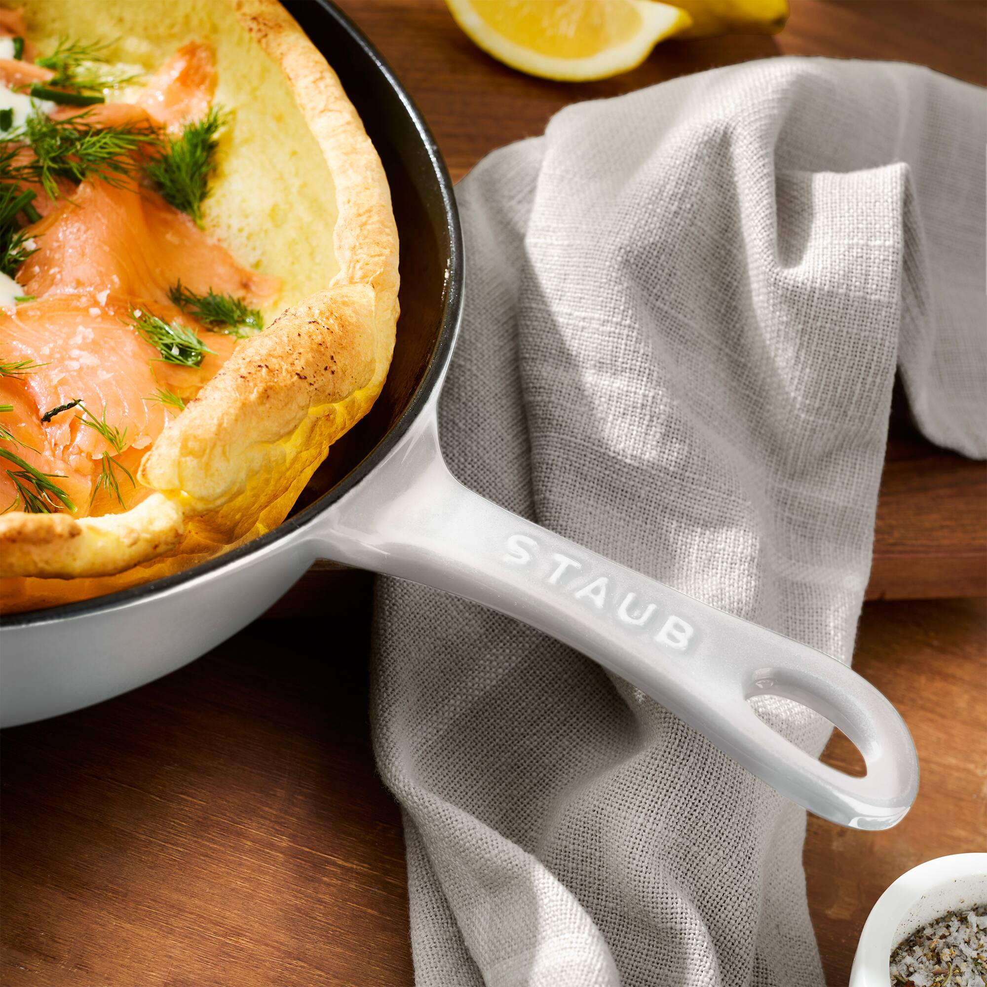 Alt View 3. Staub - Staub Cast Iron 11-inch Traditional Skillet - White - White.