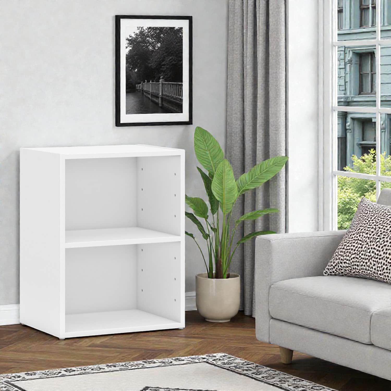 Hivvago - Compact 2-Level Display Cupboard with Generous Storage Area - White