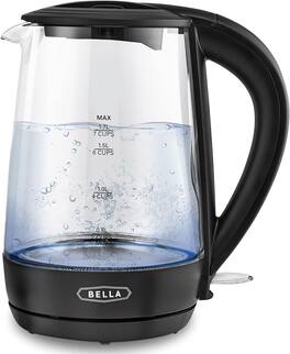 COWLOWN - 1.7L Glass Electric Kettle Blue LED Cordless Auto Shut Off - Black