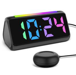 Dazzed Corner - Alarm Clock with Bed Shaker, Loud Alarm, RGB Display - Black