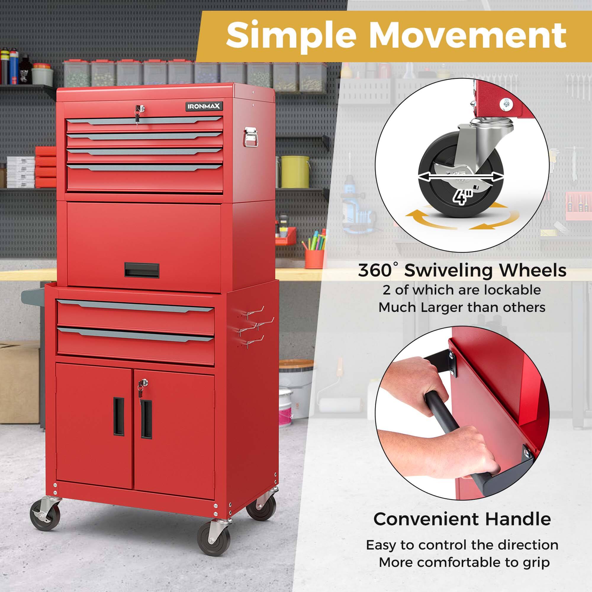 Simple Movement

IRONMAX

360° Swiveling Wheels
2 of which are lockable
Much Larger than others

Convenient Handle
Easy to control the direction
More comfortable to grip