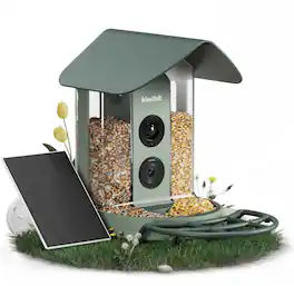 Kiwibit - Beako Smart Bird Feeder 4K Camera Solar Powered, AI Detection, Live Stream, Motion Alerts, Easy Outdoor Setup - Green
