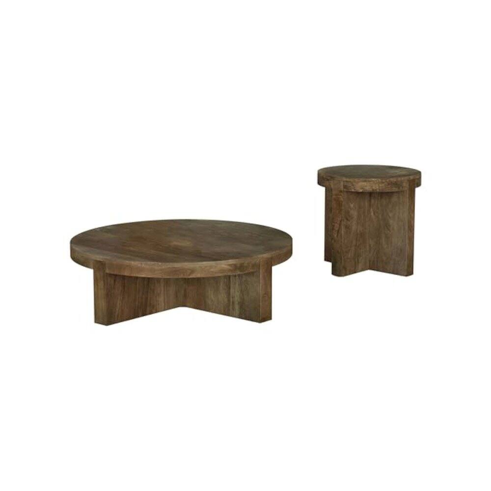 Front. Coaster Co. of America - Kinkaid 2-piece Solid Wood Coffee and End Table Set Brown - Brown.