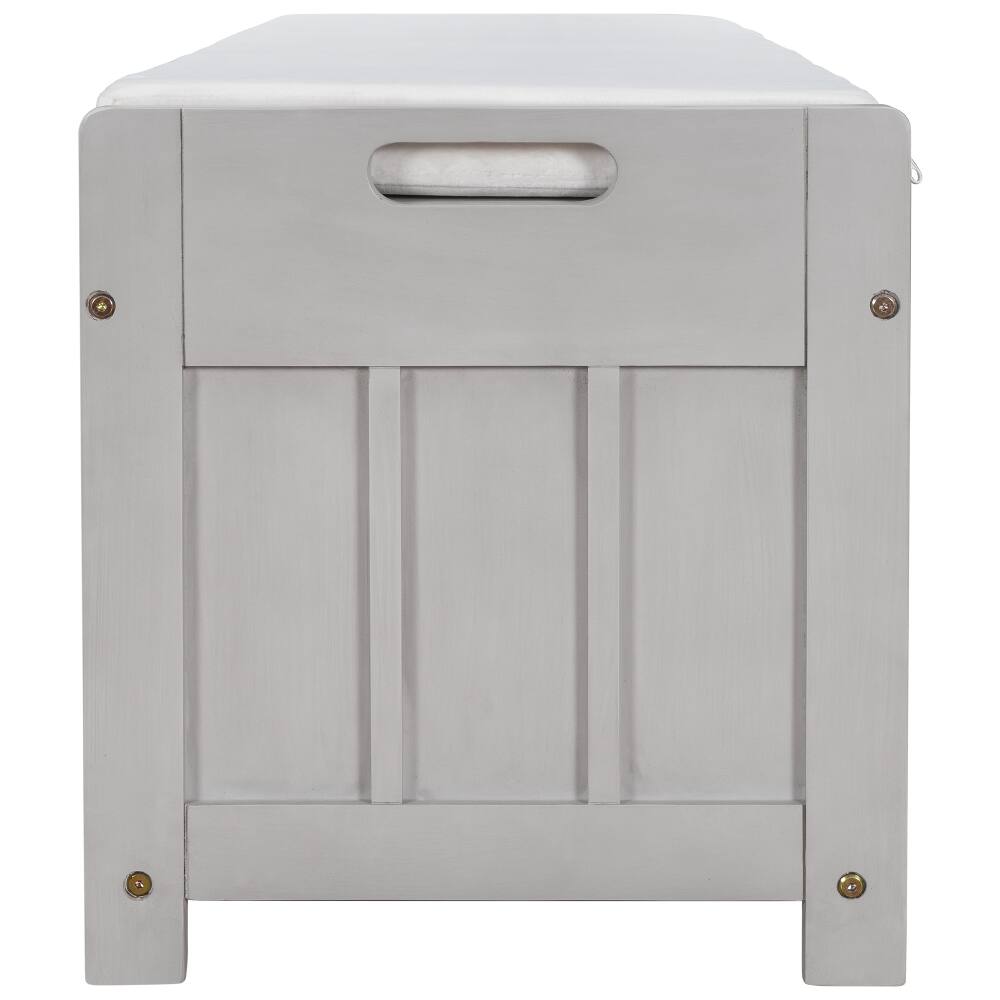 Alt View 7. Ropilly - Ropilly Gray Wash Storage Bench with Shutter Doors Removable Cushion and Hidden Storage Entryway Shoe Bench - Gray Wash.