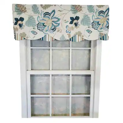 Front. RLF Home - RLF Home Samanta 100% Cotton Luxurious Lining Stripe Rod Pocket Petticoat Valance 50" x 15" Blue - Blue.