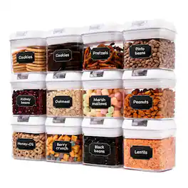 Cheer Collection - 12-Pack Airtight Food Storage Containers with Flip-Top Lids, 0.5 L, White - No Color Family