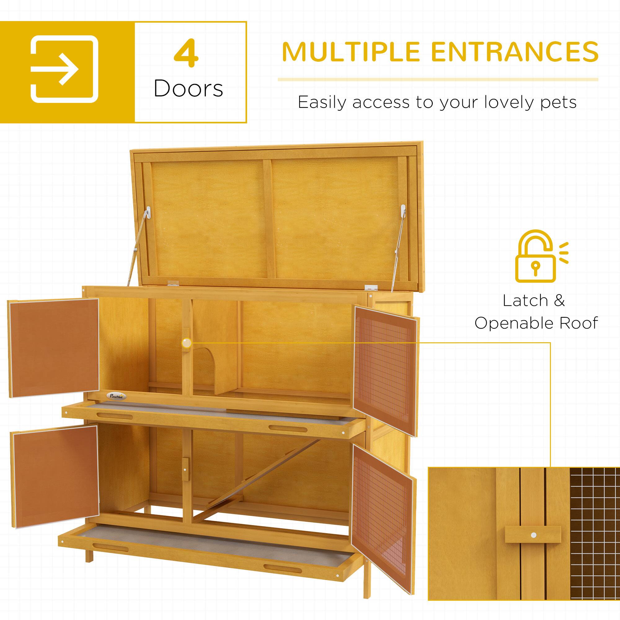 4 Doors

MULTIPLE ENTRANCES

Easily access to your lovely pets

Latch & Openable Roof