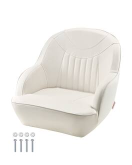 VEVOR - Boat Seat, Low Backrest, Boat Seat Captain Bucket Seat with Thickened Sponge Cushion & Waterproof PVC Leather - White