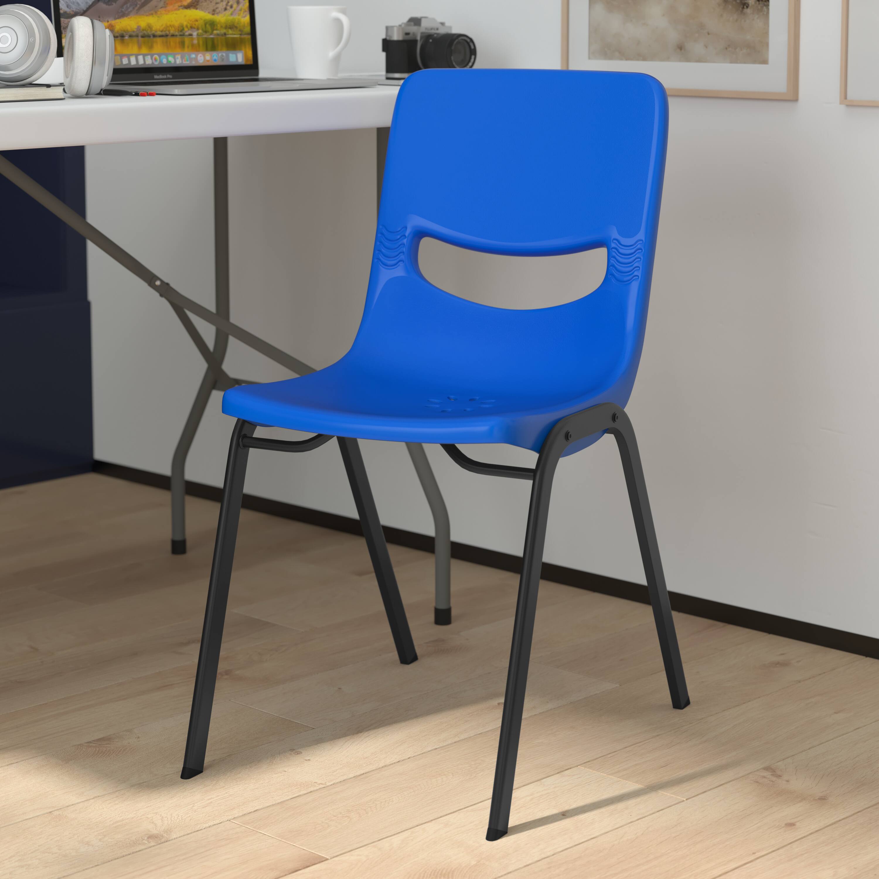 Alt View 1. Emma + Oliver - Jacobs Stackable Flex Comfort Classroom Chair with Ergonomic Flex Back and Heavy-Duty, Powder-Coated Steel Frame - Navy.