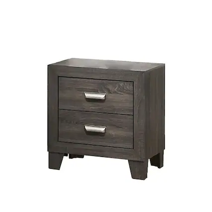 Front. Best Quality Furniture - Anastasia Collection Night Stand with 2 Drawers - Gray.