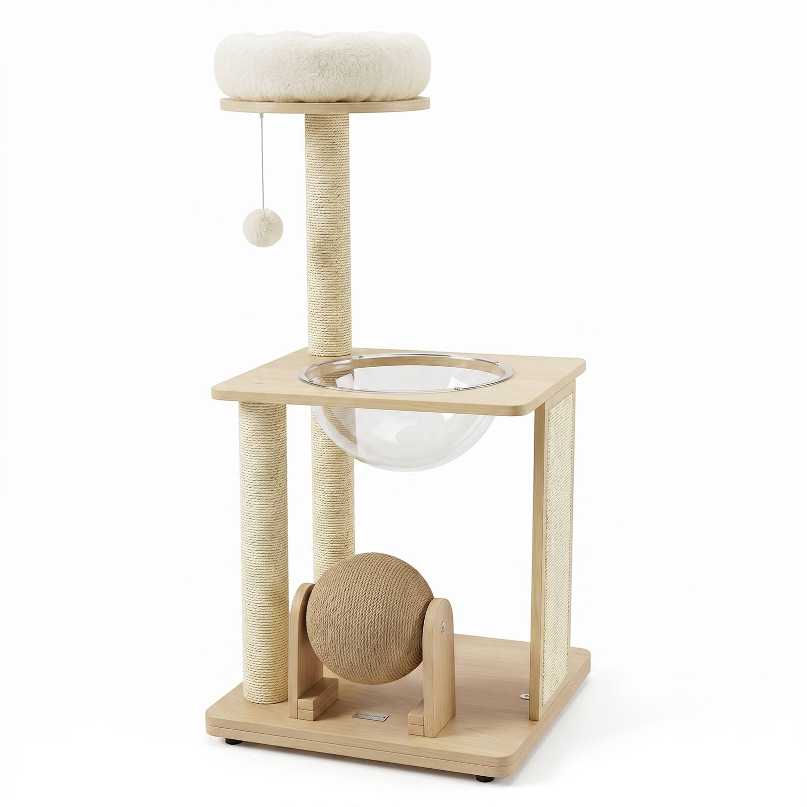 Alt View 9. Gymax - Gymax 40'' Modern Solid Wood Cat Tree w/Top Perch Space Capsule Sisal Scratching Posts Natural - Yellow.