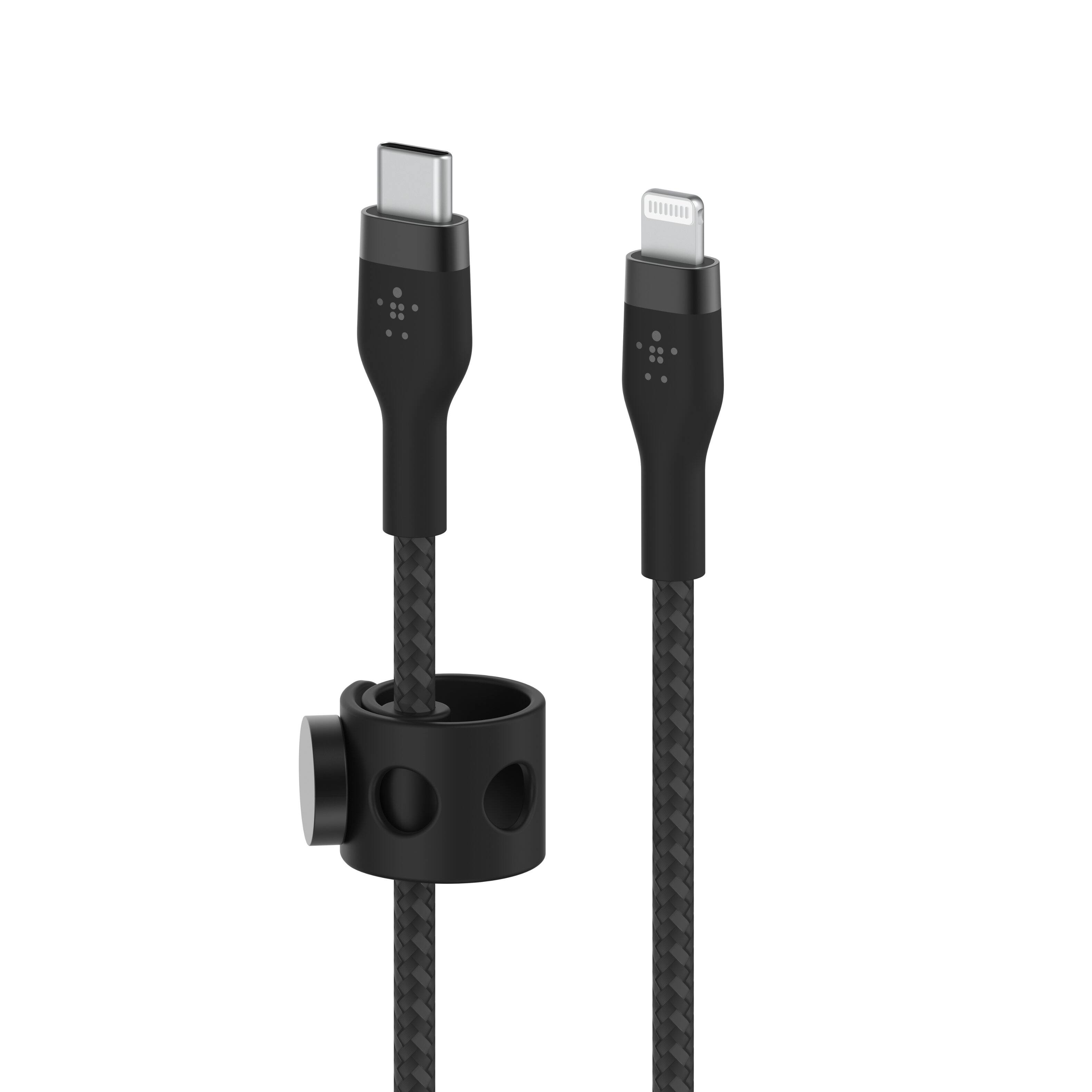 Alt View 1. Belkin - BOOST↑CHARGE Pro Flex Braided Silicone USB-C to Lightning Cable 6.6FT, MFi-Certified Charging Cable with Cable Clip - Black.