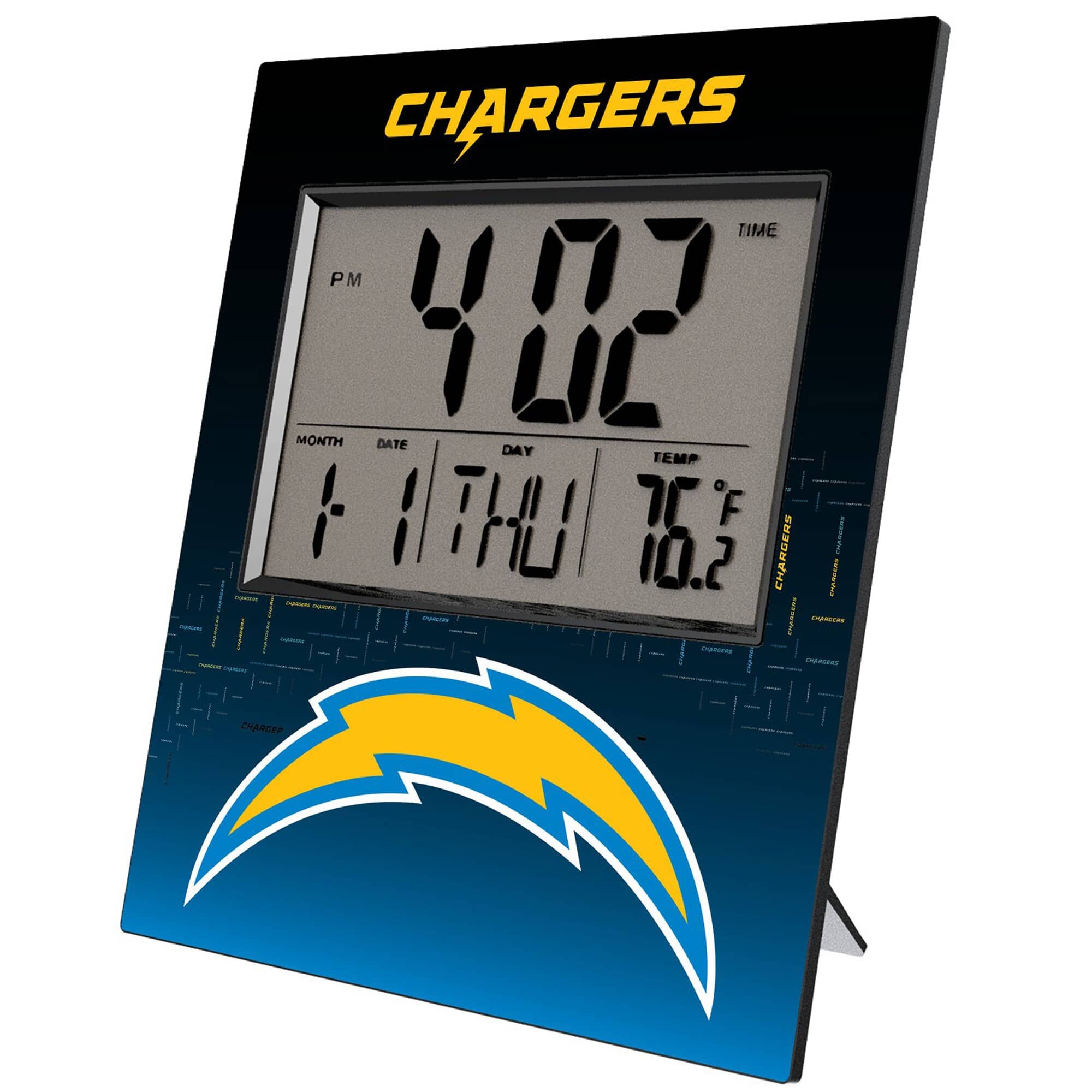 CHARGERS

TIME 4:02 PM

MONTH 1 DATE 1 DAY THU TEMP 76°F

CHARGERS