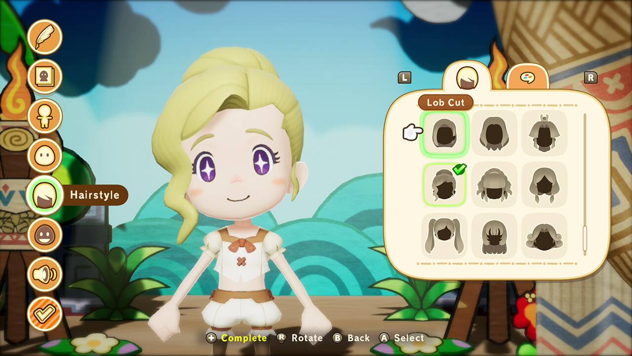 L R Lob Cut V Hairstyle + Complete R Rotate  Back A Select