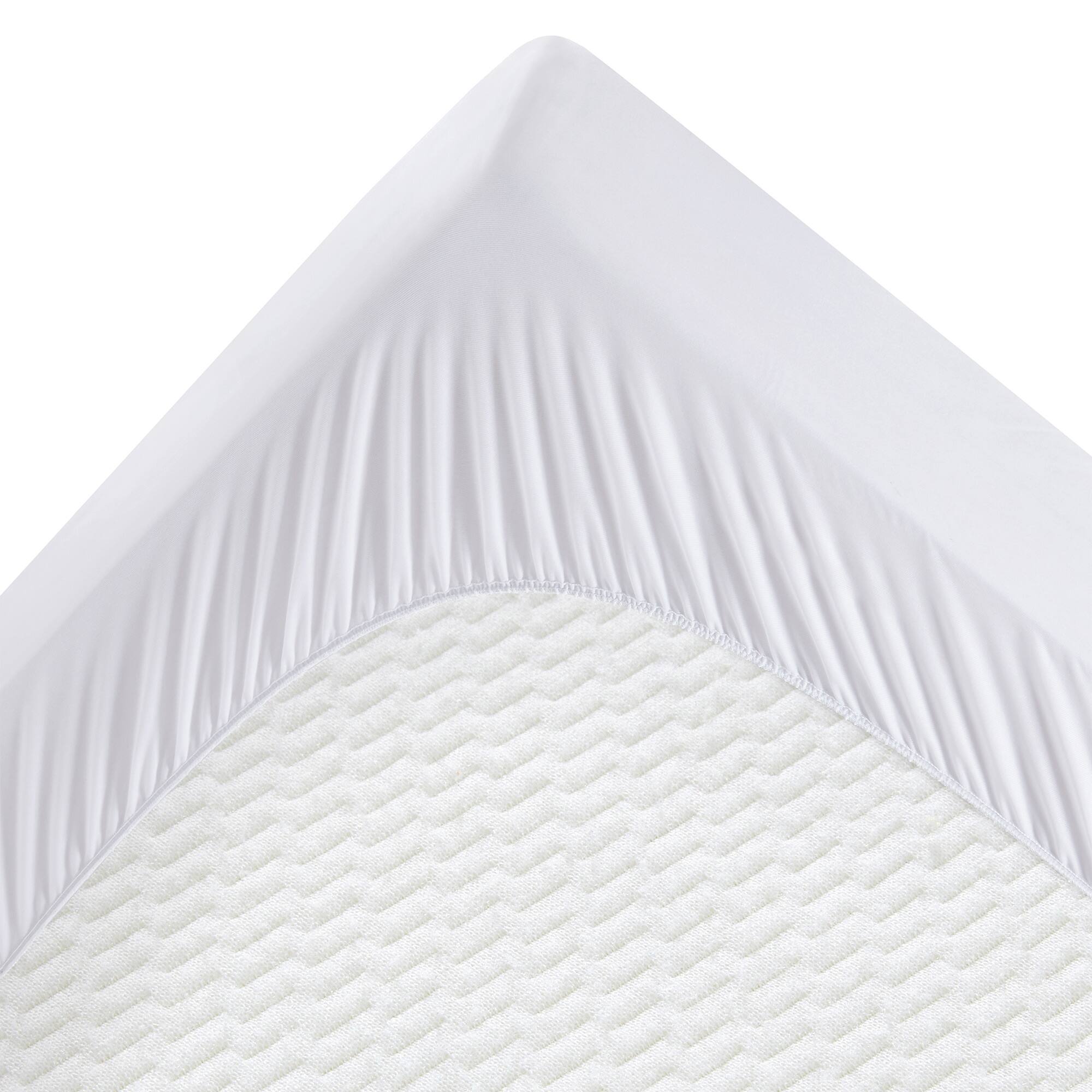 Left. Peace Nest - Peace Nest -  PCM Cooling Quilted Fitted Mattress Pad with Elastic Deep Pocket - Full - White.