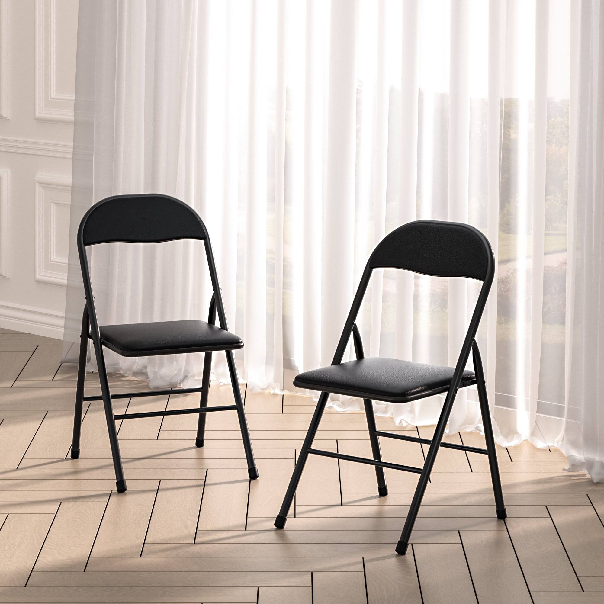 Alt View 1. Vecelo - 5-Piece Folding Card Table and Chairs Set, Portable Square Game Table with Padded Vinyl Top and 4 Foldable Chairs - Black.