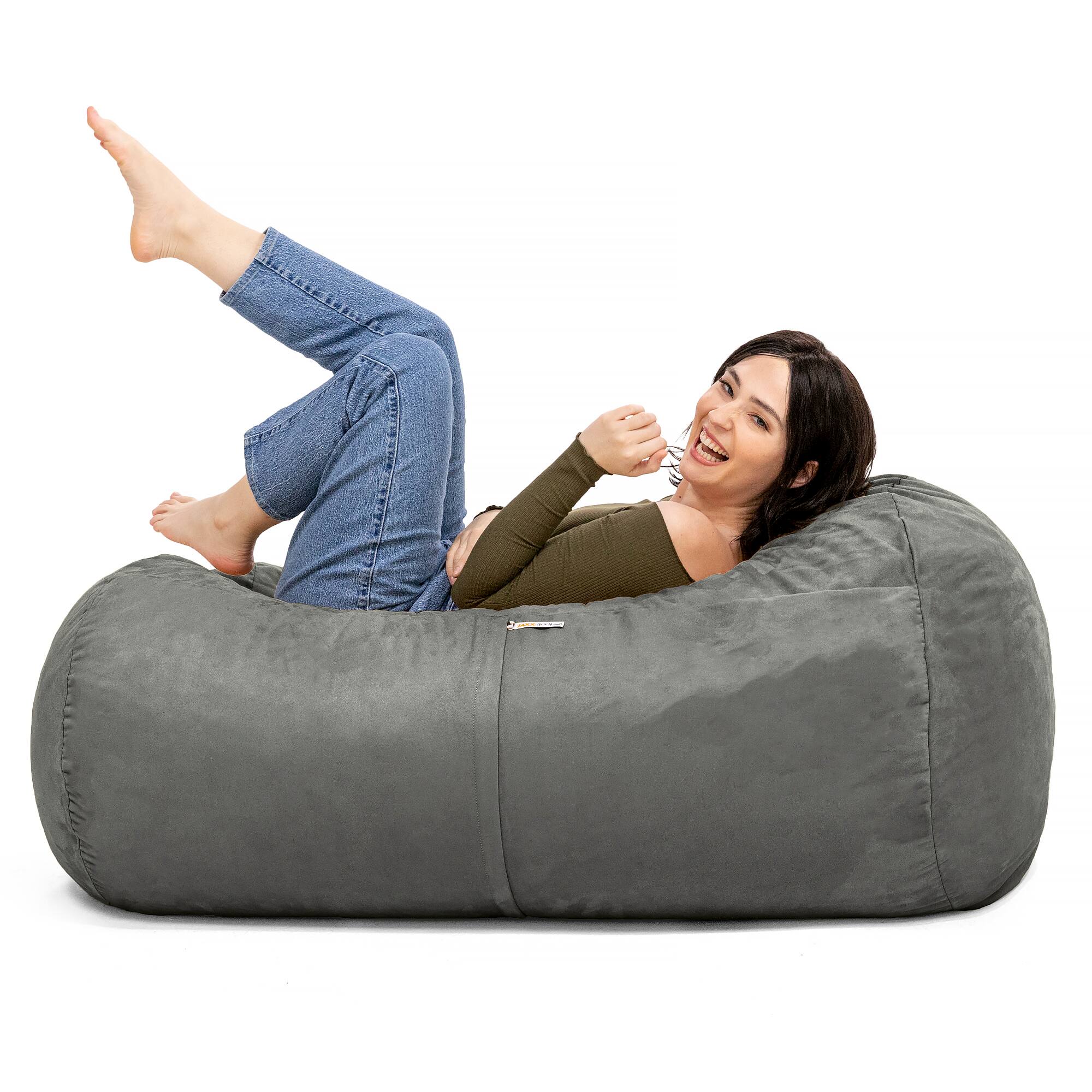 Angle. Jaxx - Jaxx Sofa Saxx 4-foot Bean Bag Lounger, Charcoal - Charcoal.