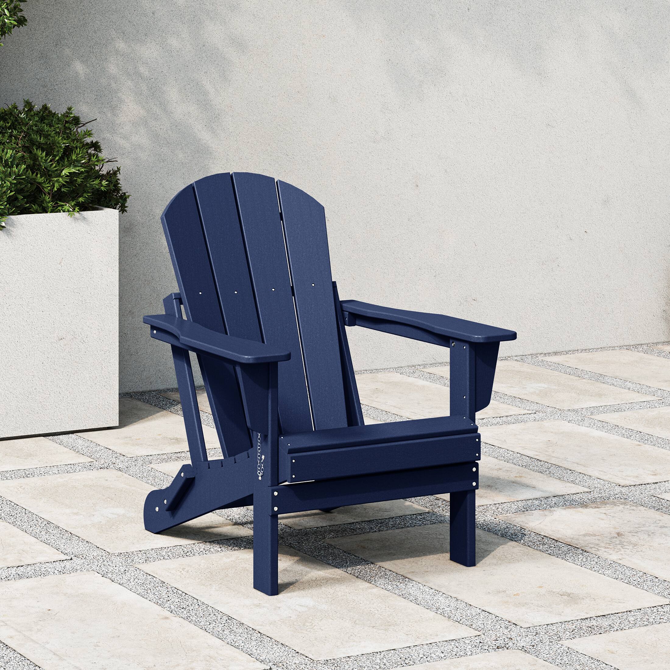 Angle. WestinTrends - WestinTrends Malibu HDPE Outdoor Patio Folding Poly Adirondack Chair - Navy Blue.