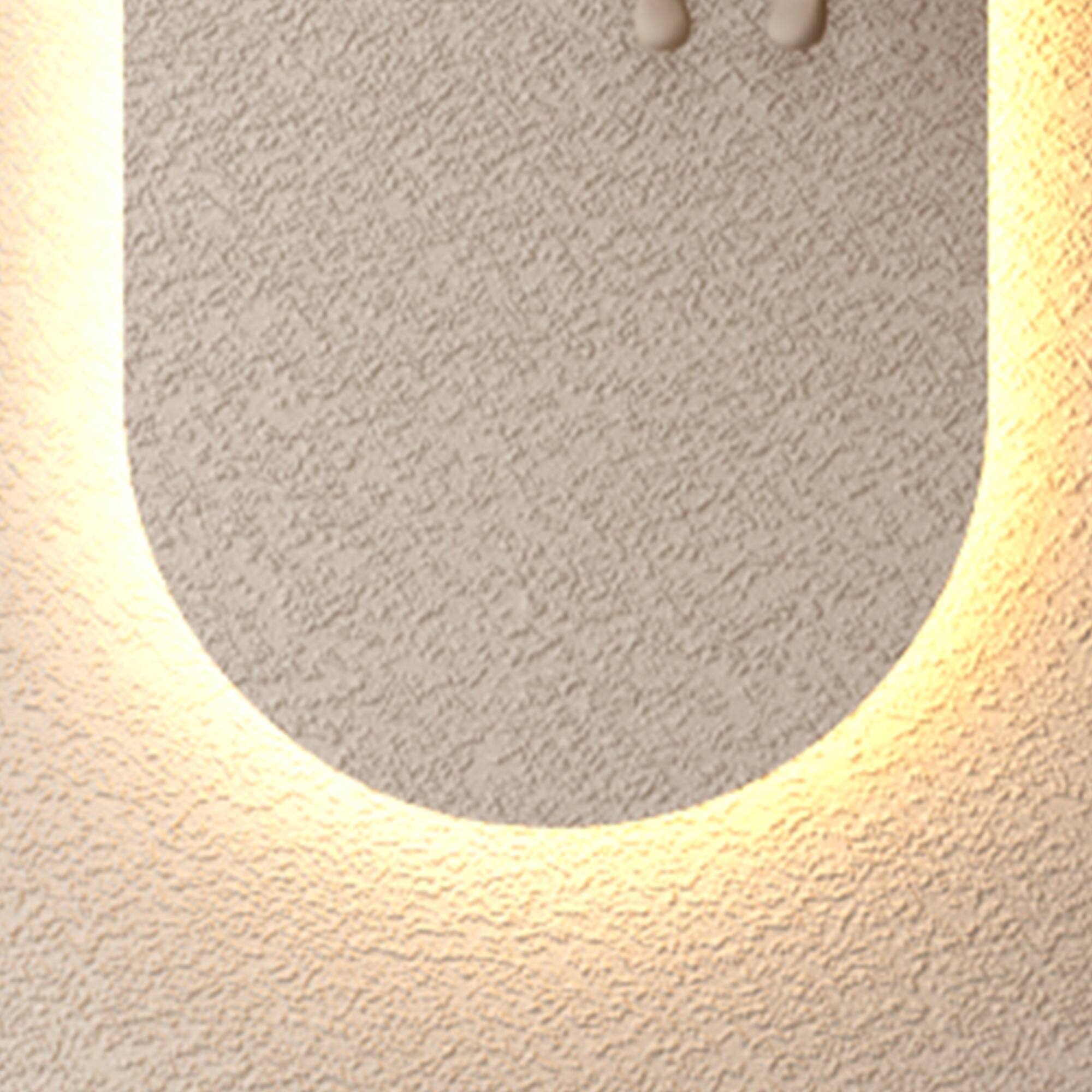 Back. GOODSILO - Adjustable LED Sandstone Wall Decor with Simulated Plants and Glass Vase for Living Room and Bedroom - Light Coffee.