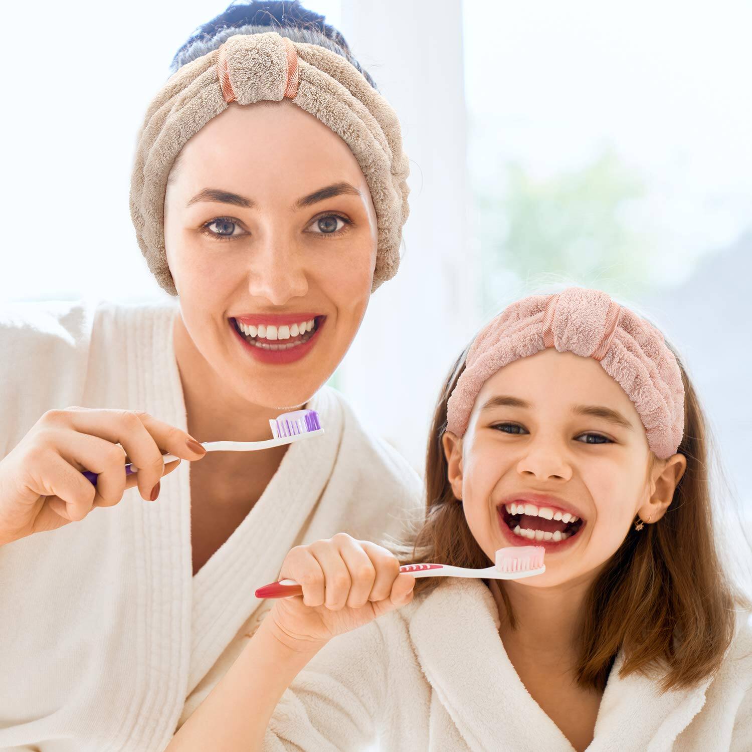 Alt View 2. Stylel Star - 4 Pack Microfiber Headbands Spa Facial Makeup Head Bands Elastic Terry Cloth Wrap For Women Washing Face Shower... - Pink.