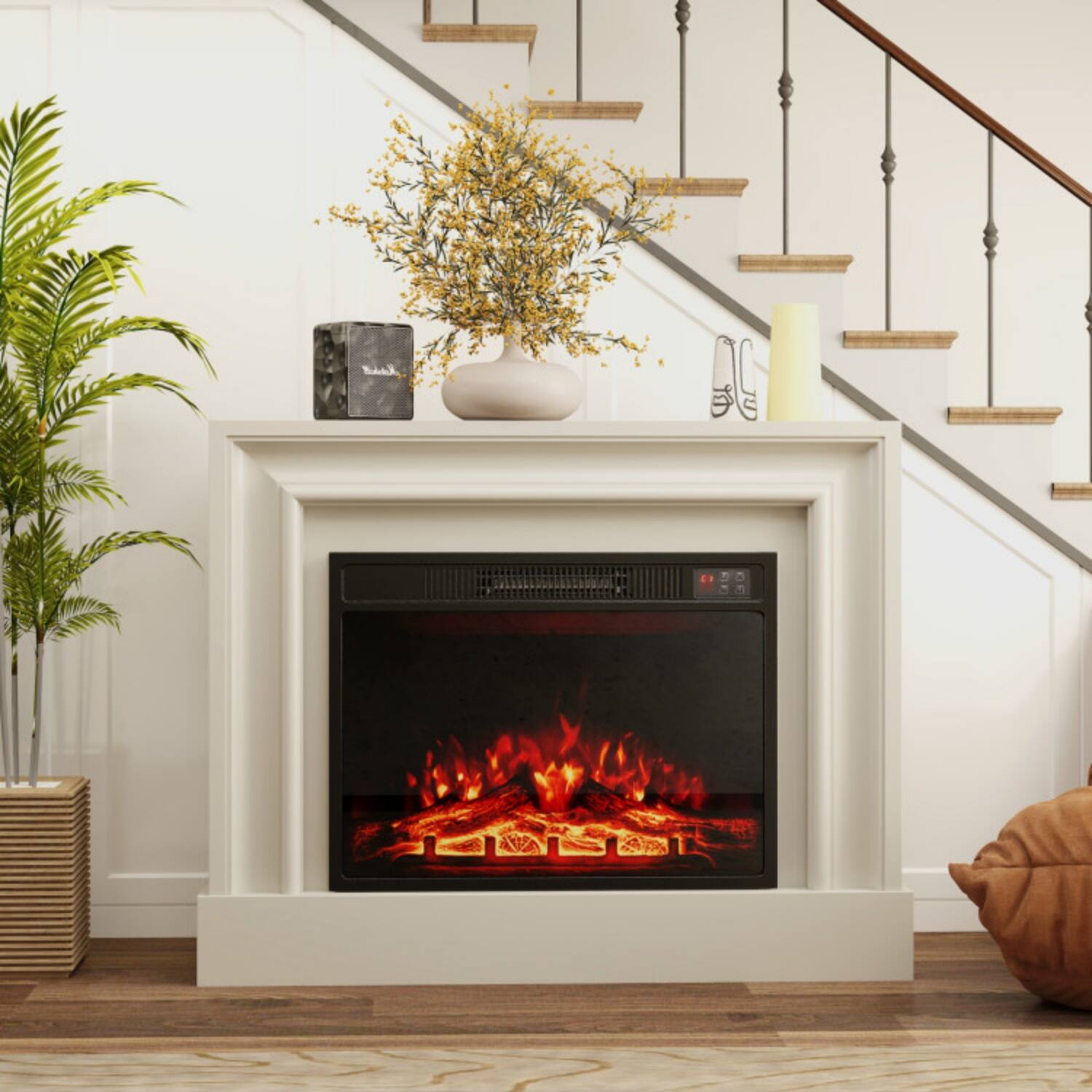 Alt View 4. LUCKY ONE - 23 Inch Recessed/Freestanding Electric Fireplace Insert with 3 Flame Colors - Black.