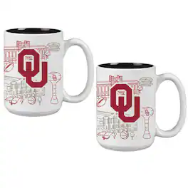 Indigo Falls - Oklahoma Sooners 15oz. Campus Line Art Coffee Mug Two-Pack - Multicolor