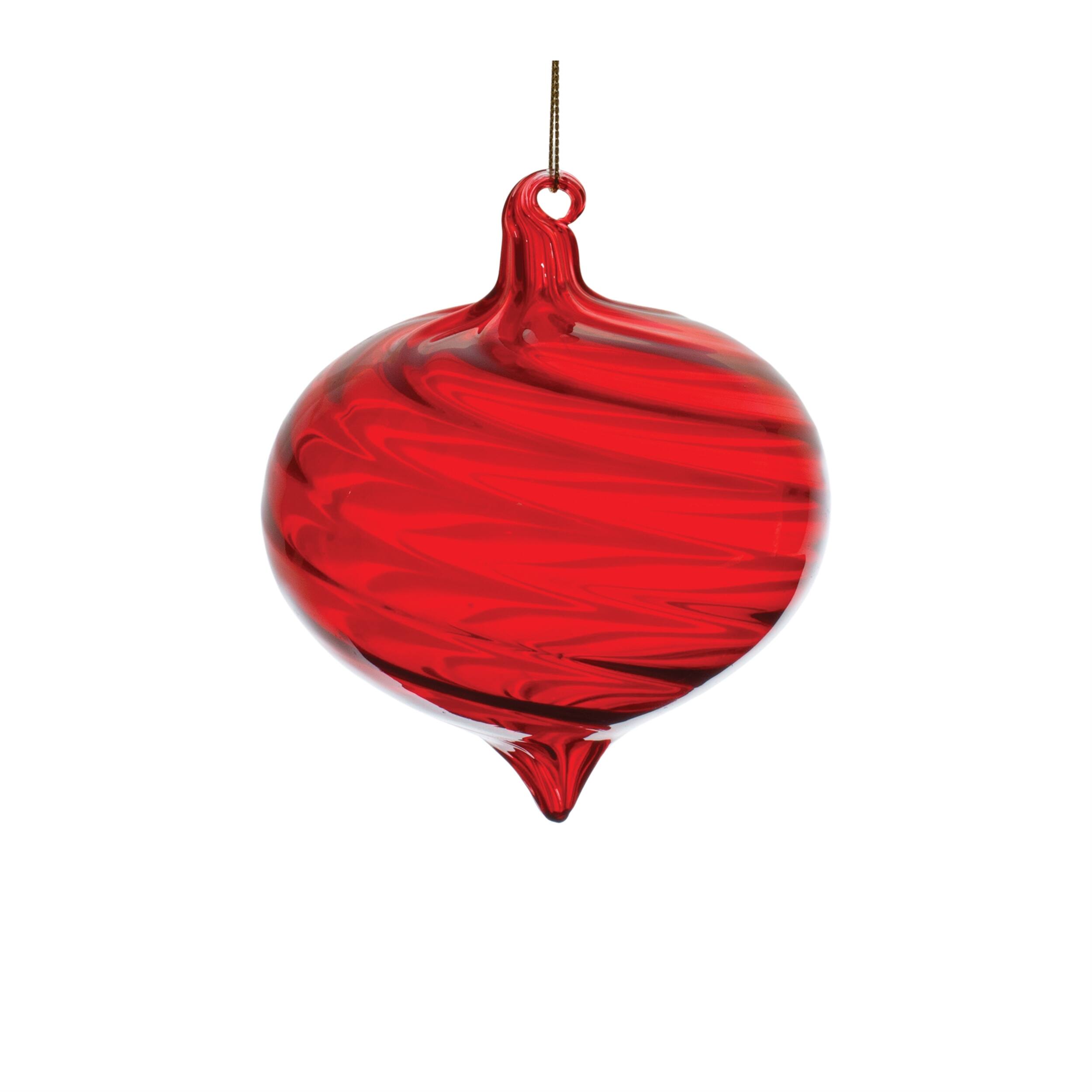 Alt View 2. BreeBe - Red Swirl Glass Ornament (Set of 6) - Red.
