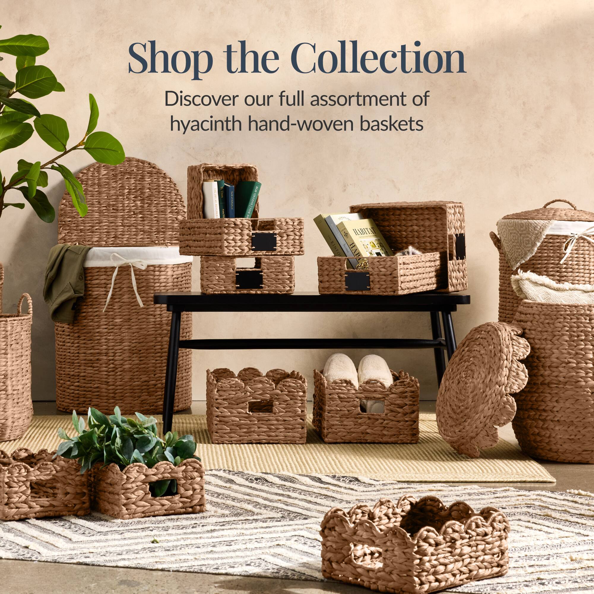 Shop the Collection  
Discover our full assortment of hyacinth hand-woven baskets