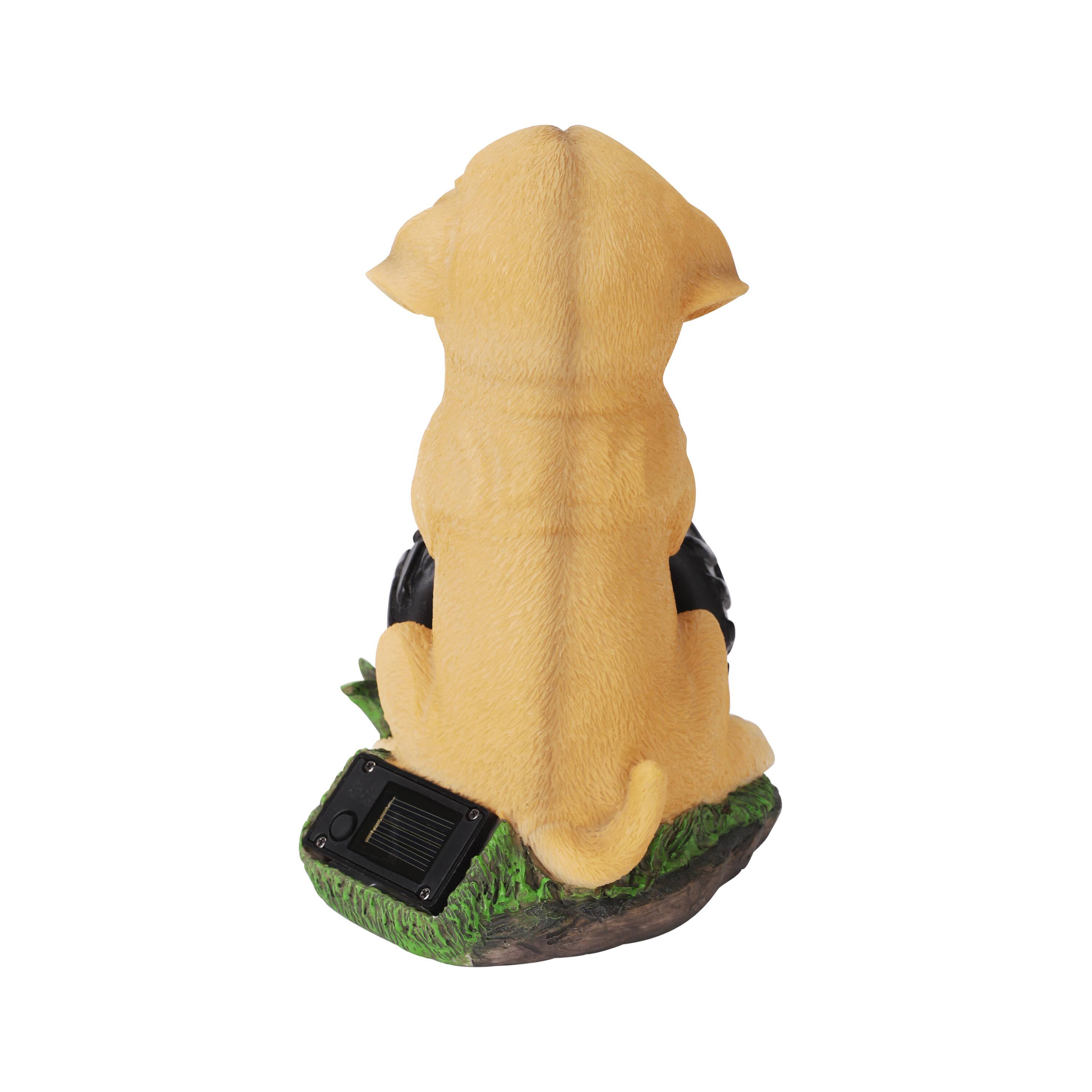Alt View 5. Techko - Buddy the Puppy Solar Outdoor Garden Statue with Integrated LED Light.