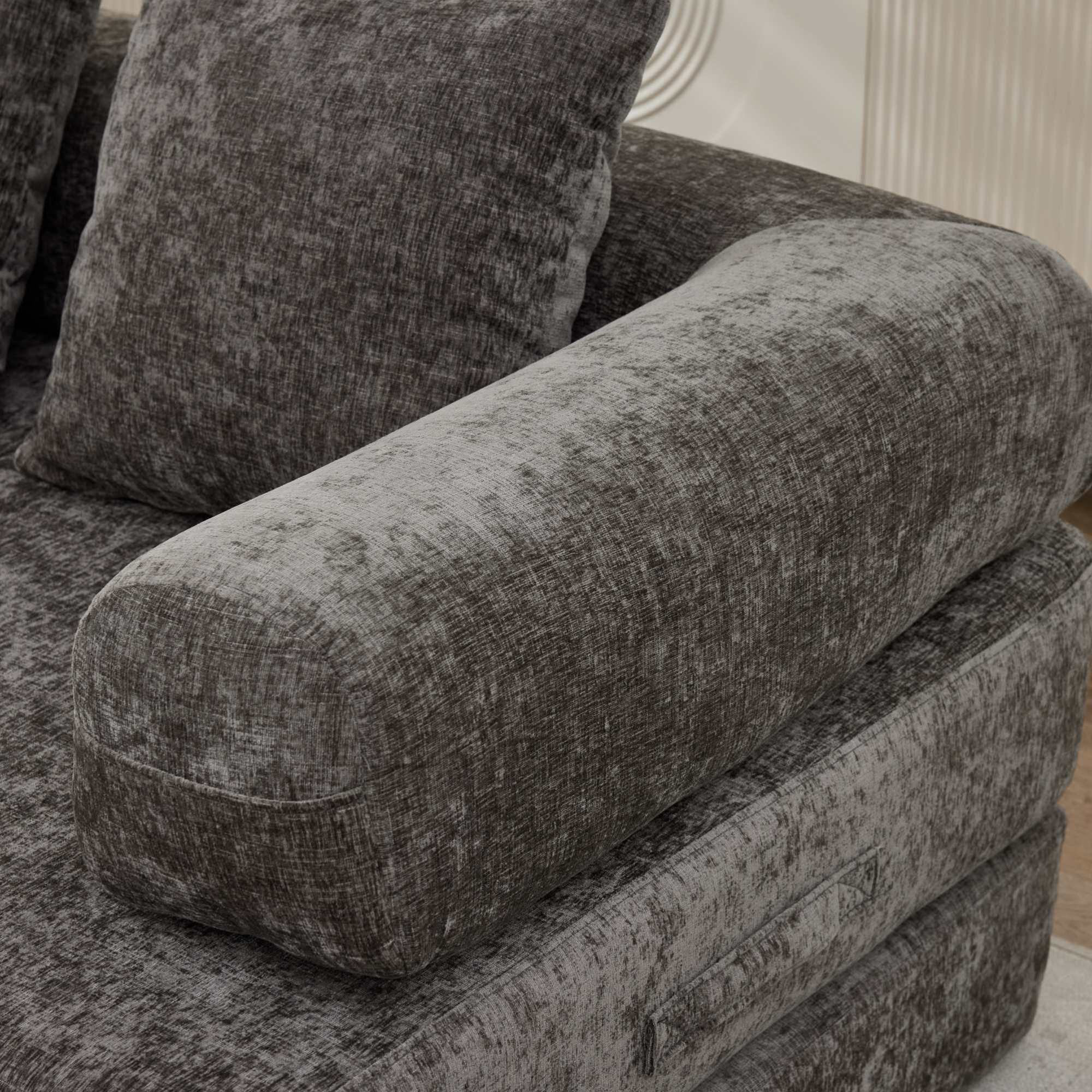 Alt View 5. GOODSILO - Convertible Folding Floor Sofa Bed with Armrests for Living Room, Bedroom, and Studio Lounging - Gray.