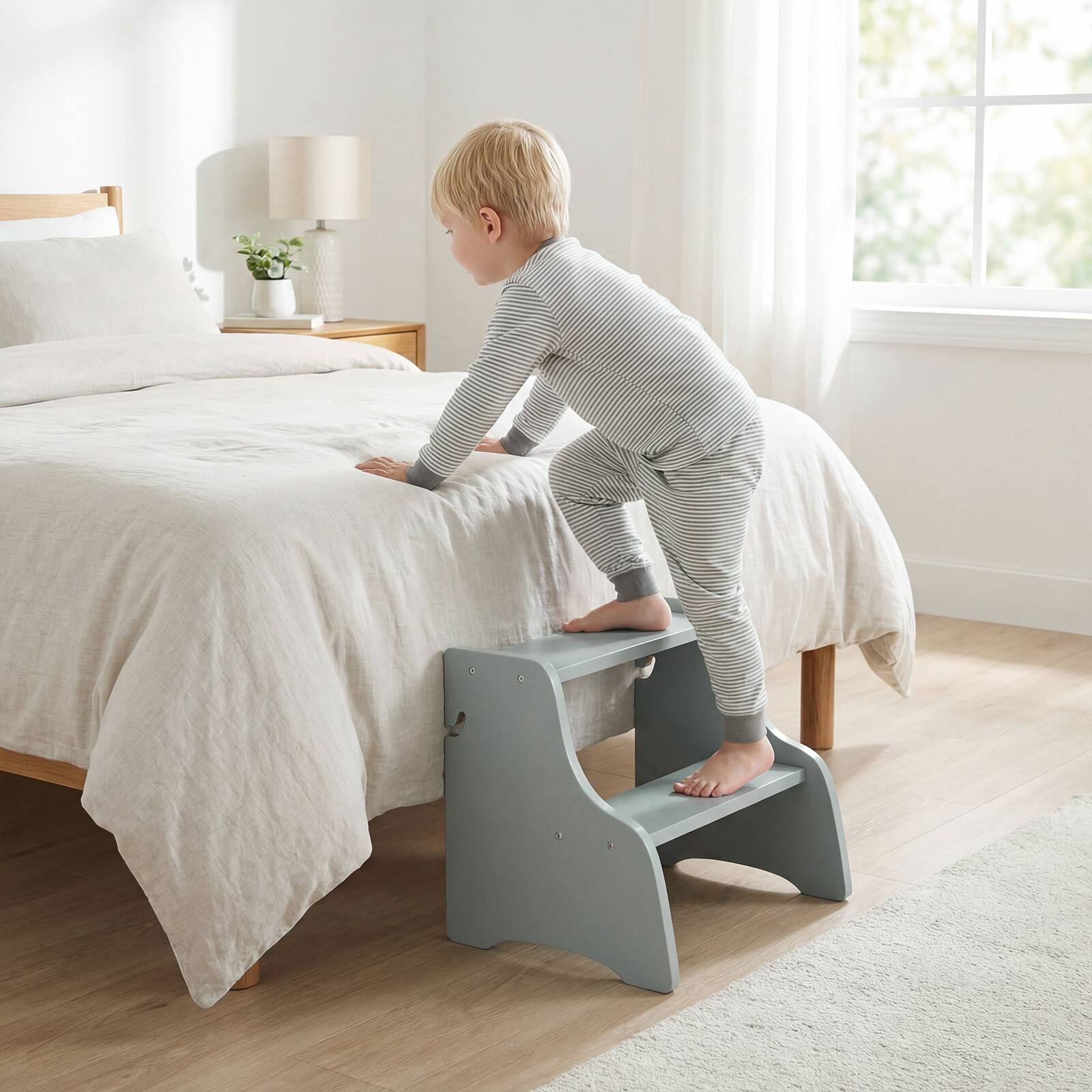 Alt View 3. Gymax - Gymax Foldable Toddler Step Stool w/Chalkboards 2-Step Stool Hollowed-out Patterns Grey - Gray.