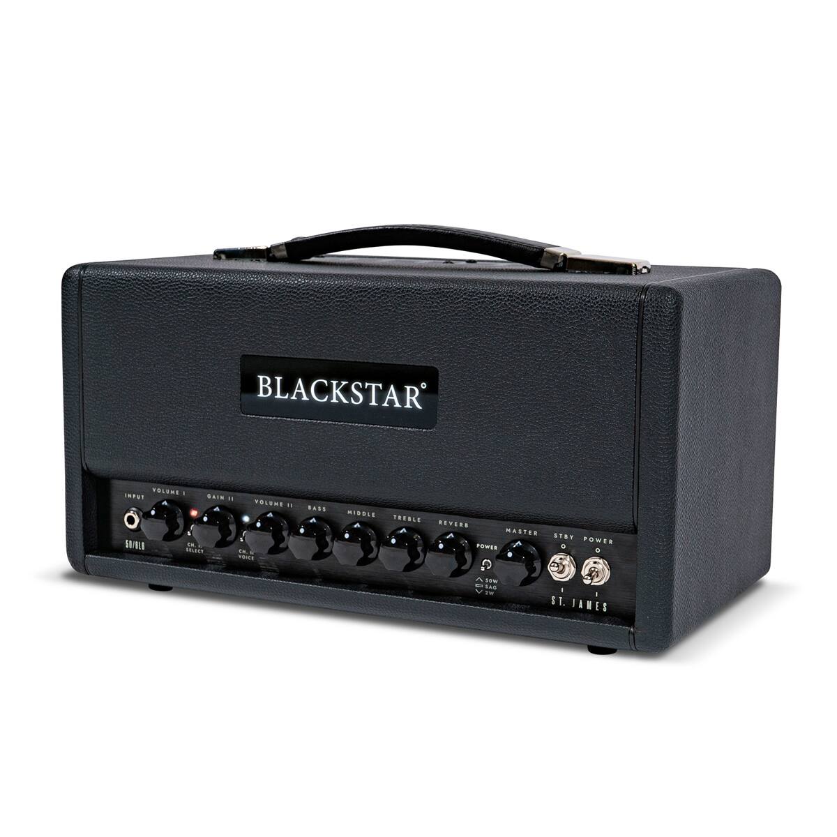 BLACKSTAR TONER TO LENS I A TONER " - . SEARIA to LENS in FEIES RASS . MISDLE + TREBLE REVERB MASTER STBY . POWER PROG a + C. 1s - 1AS . - - ST.JAMES 11.