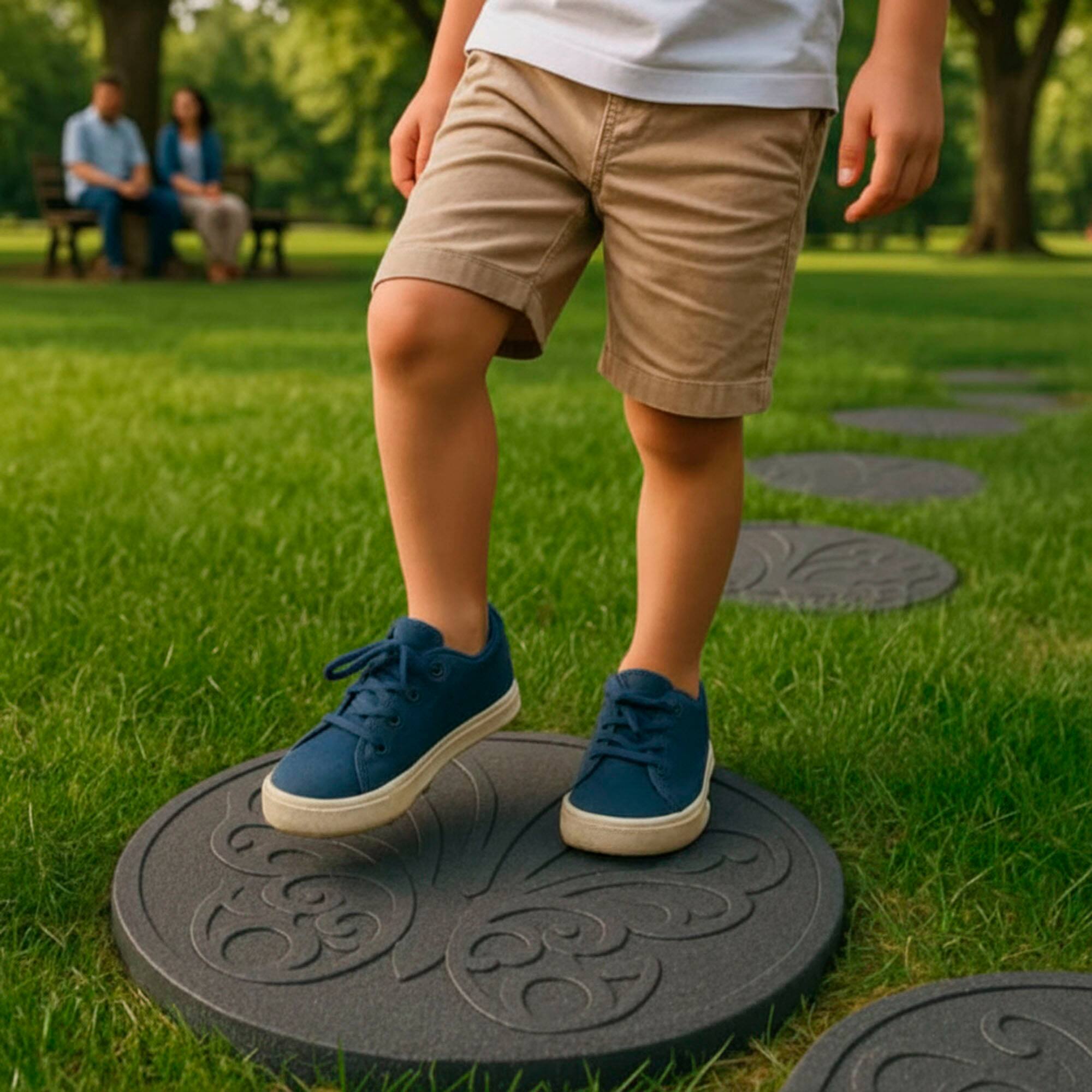 Alt View 3. Tierra Verde - TierraVerde 4 Pack 18" x 18" Butterfly Round Decorative Stepping Stones, Grey - Gray.