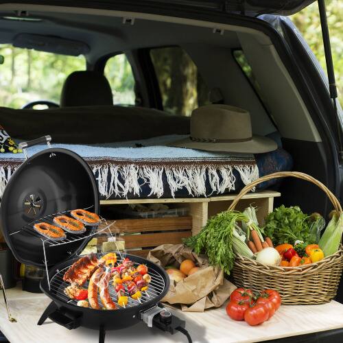 Alt View 9. Winado - 20in Portable Electric BBQ Grill Countertop 1600W with Double Layer Design for Indoor Outdoor Garden Camping Party - Black.