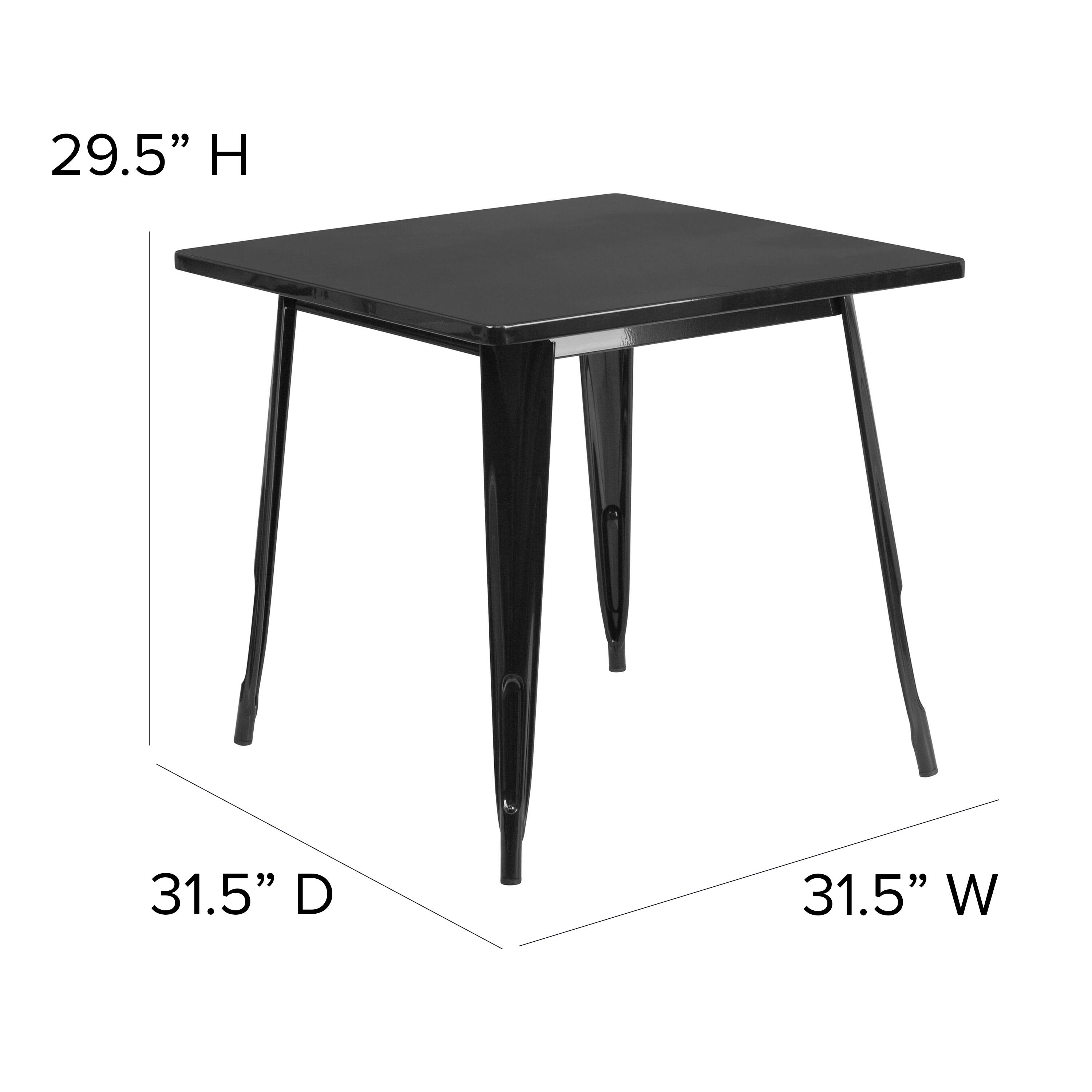 29.5" H  
31.5" D  
31.5" W