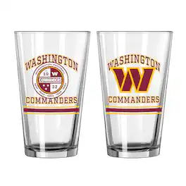 Logo Brands - Washington Commanders 16oz. Pint Glass Two Pack - Multicolor