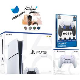PlayStation 5 Slim Disc with Extra Controller, FPS Grip Kit and MightySkins Decal Voucher - PlayStation 5