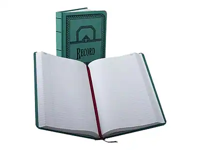 Front. Boorum & Pease - 66 Series Record Book, 7.63" x 12.13", 250 Sheets/Book - Blue.