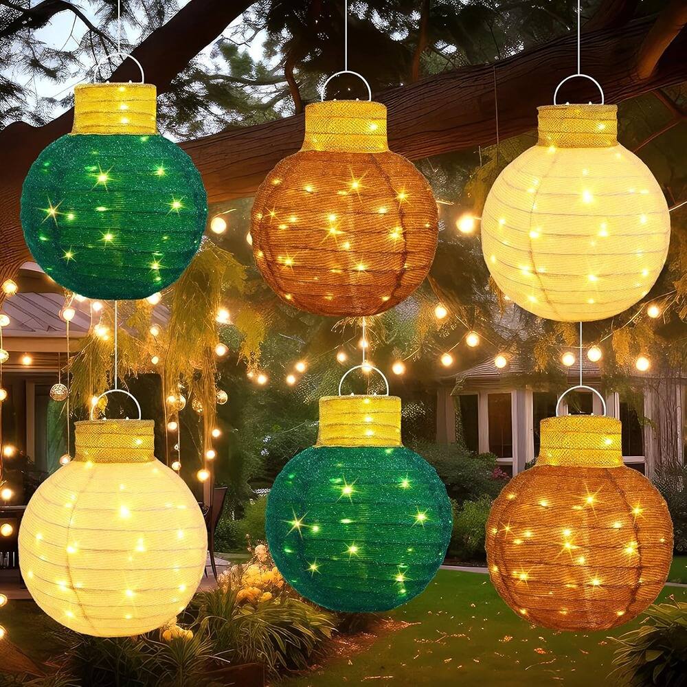 RTMB - 3-Piece 33" Lighted Christmas Ball Decoration Set, Pre-Lit 2D Standing Holiday Display for Indoor/Outdoor Use - Brown, Tan, Beige