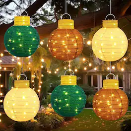 RTMB - 3-Piece 33" Lighted Christmas Ball Decoration Set, Pre-Lit 2D Standing Holiday Display for Indoor/Outdoor Use - Brown, Tan, Beige