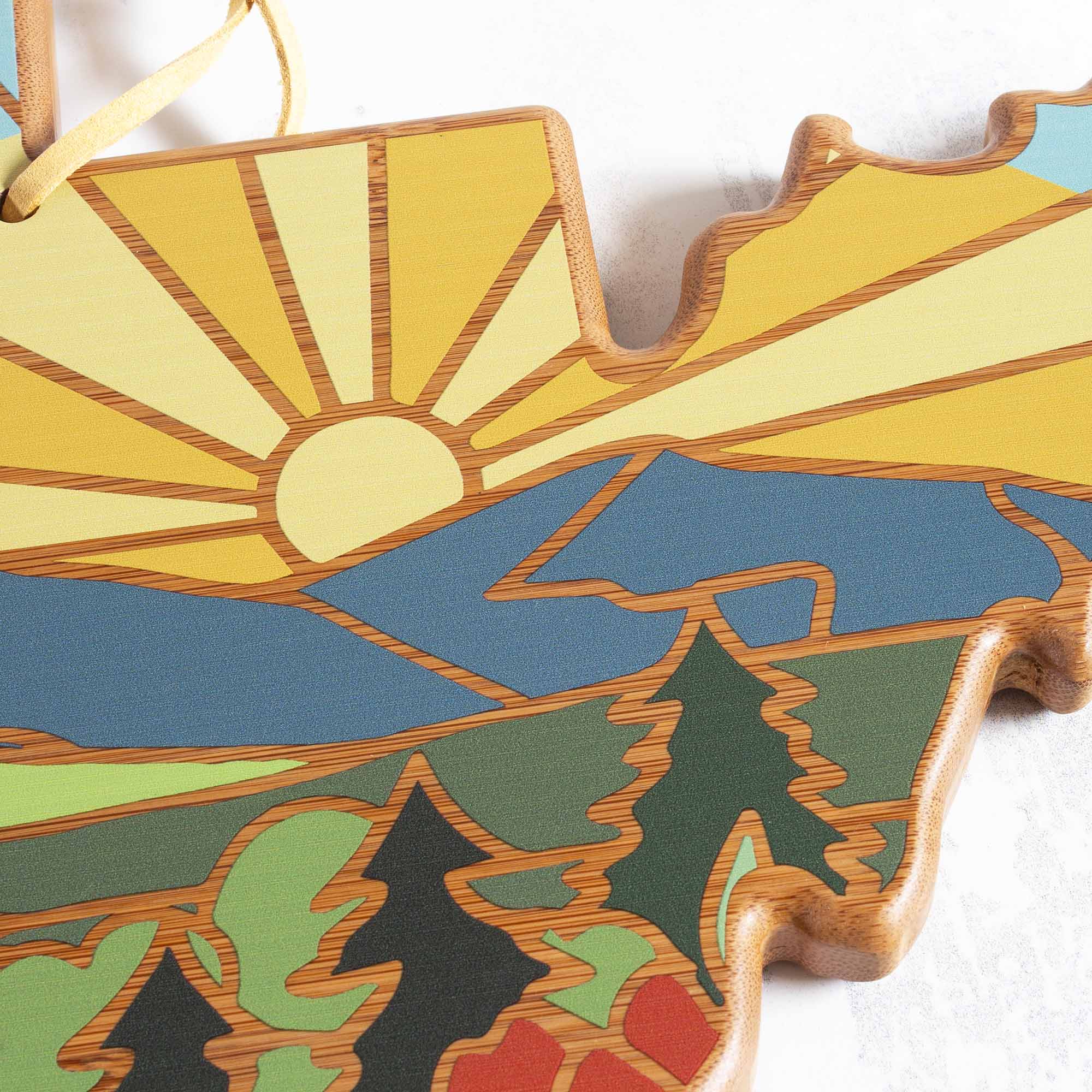 Alt View 2. Totally Bamboo - West Virginia Cutting Board with Artwork by Summer Stokes.
