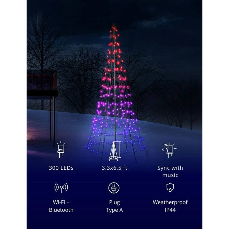 300 LEDs, 3.3x6.5 ft, Sync with music, Wi-Fi + Bluetooth, Plug Type A, Weatherproof IP44
