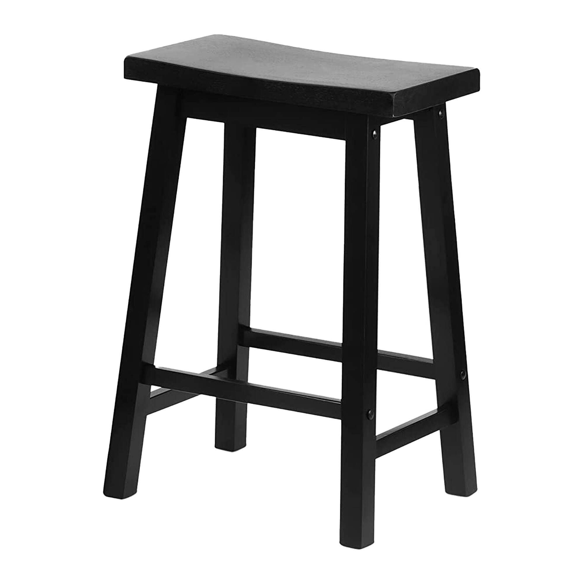 Alt View 2. PJ Wood - PJ Wood Classic Saddle Seat 24" Tall Kitchen Counter Stools, Black (Set of 4) - Black.