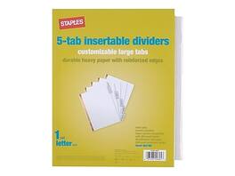 Staples - Big Tab Insertable Paper Dividers, 5-Tab, Customizable Binder Dividers for Office & School - Clear